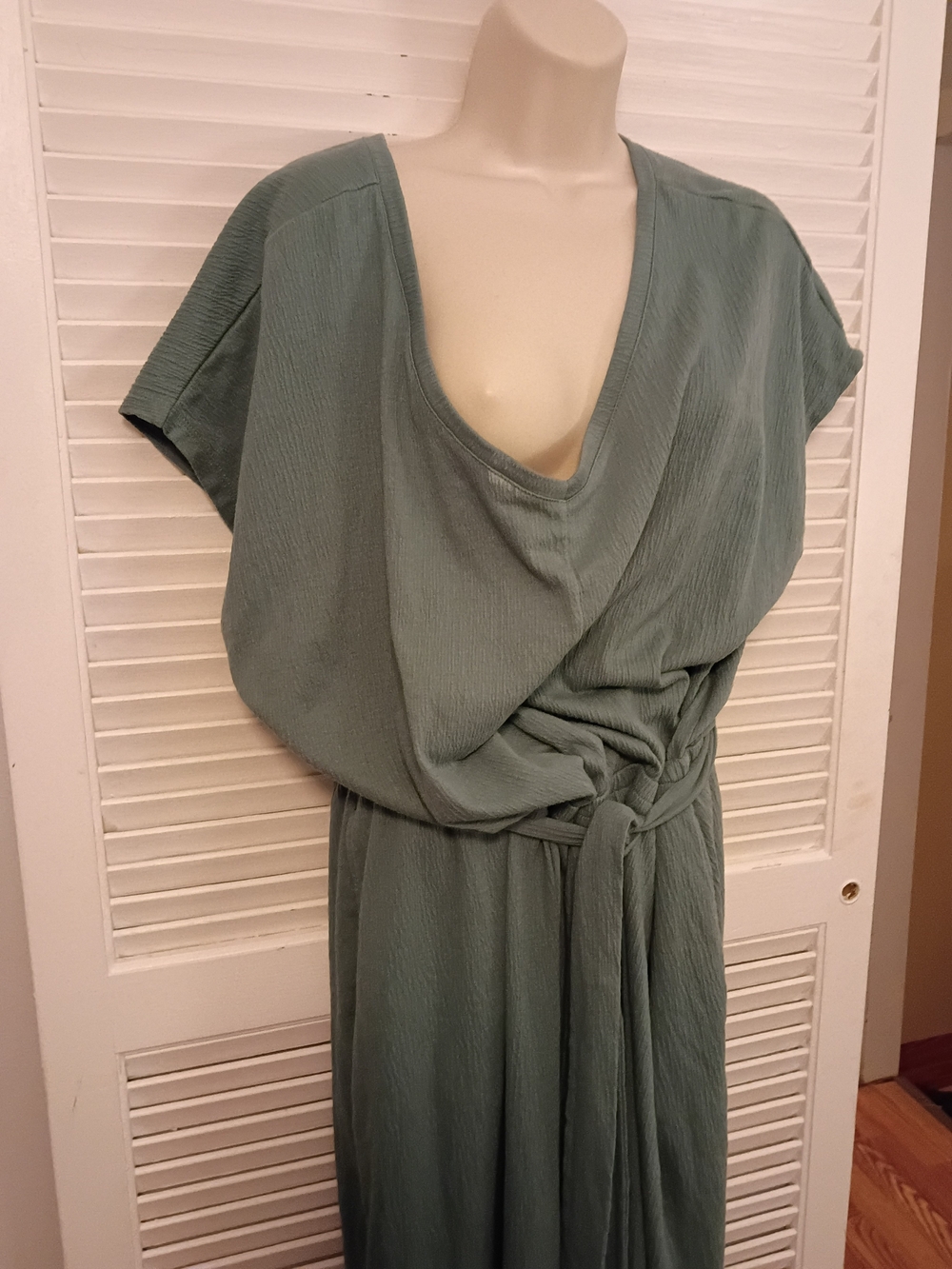 Cuddl Duds Olive Green Wide-Leg V-Neck Jumpsuit - Picture 3 of 4